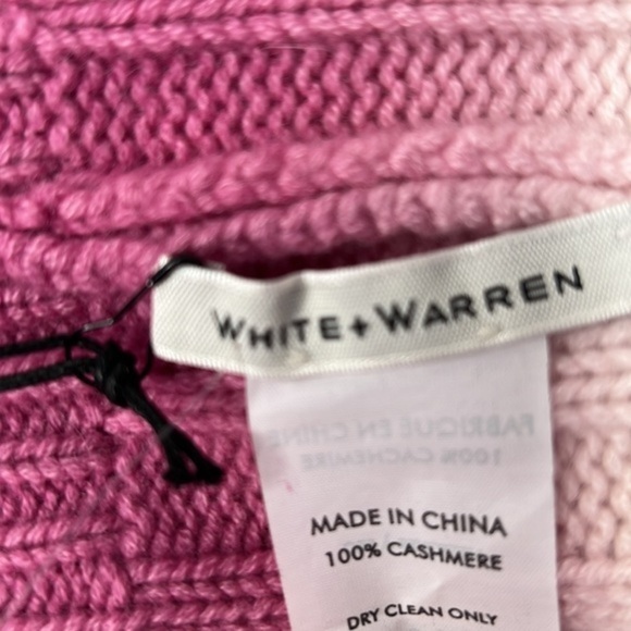 White + Warren Dip Dye Cashmere Beanie in Silver Lilac Combo NWT - Picture 6 of 8